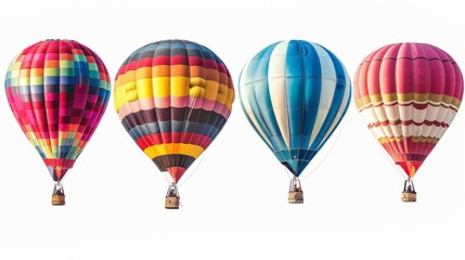 colorful hot air balloons isolated on white background