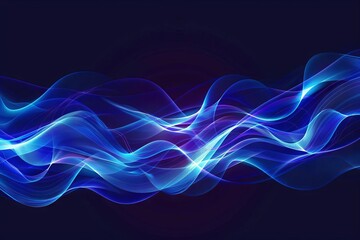 cool blue glowing wavy lines futuristic design elements abstract vector illustration