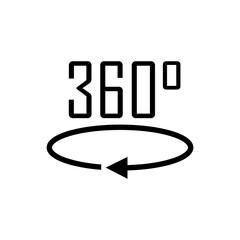 360&deg; Icon. Rotate Arrow, Virtual Reality. Panoramic, Wide Degree Symbol. ===== 