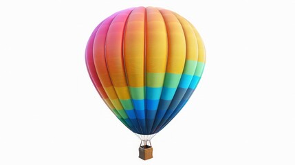 Obraz premium Rainbow colored hot air balloon isolated on white background