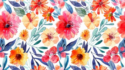 Fototapeta na wymiar watercolor flowers generative ai