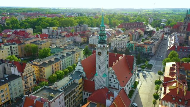 Market Square Brzeg Ratusz Rynek Aerial View Poland