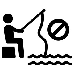 no fishing icon, simple vector design
