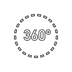 360&deg; Icon. Rotate Arrow, Virtual Reality. Panoramic, Wide Degree Symbol. ===== 