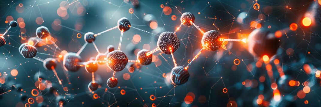 Abstract Blue Science and Molecular Research Background, Biology and Medicine Concept, Chemistry Illustration