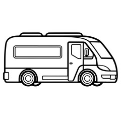 Sleek van outline icon for transportation designs.