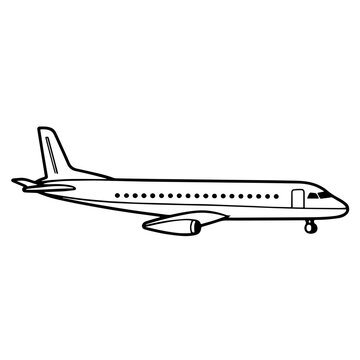 recommend clip art: Clean vector outline of an airplane, suitable for various design purposes.