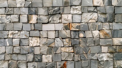 A wall of gray and white rocks