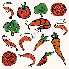 Shrimp and Vegetables Collection.eps