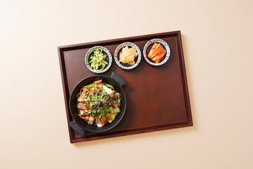 Korean food on a tray