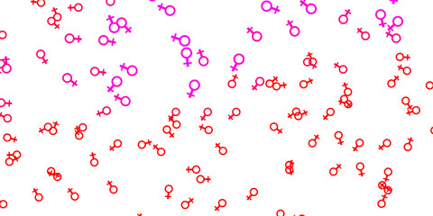 Light Pink, Red vector pattern with feminism elements.