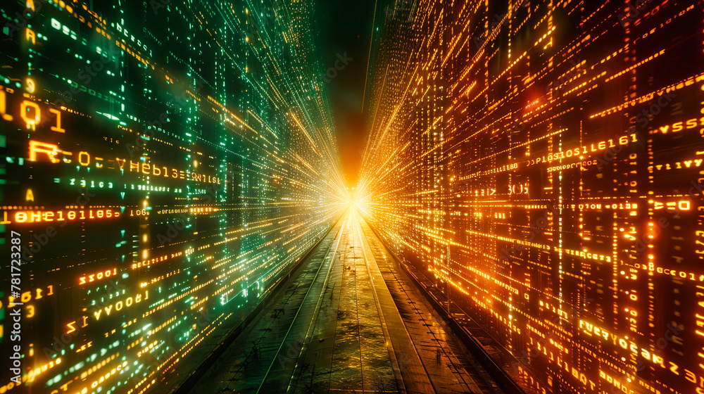 Poster abstract technology network with futuristic lines, glowing digital background illustrating advanced 