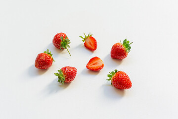 strawberries on a white table