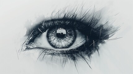 Artistic background with black and white woman's eye, minimalist, AI-generative