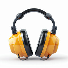 Orange and black noise-canceling headphones on a white background, symbolizing audio technology.