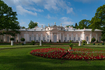 Chinese Palace in the Oranienbaum Palace and Park Ensemble on a sunny summer day, Lomonosov, St. Petersburg, Russia