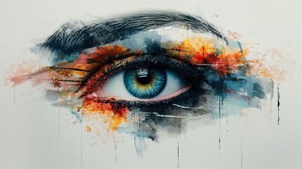 Artistic background with colorful woman's eye, minimalist, AI-generative