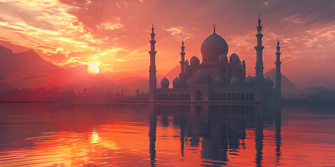 Iconic Beauty Taj Mahal Aglow at Sunset