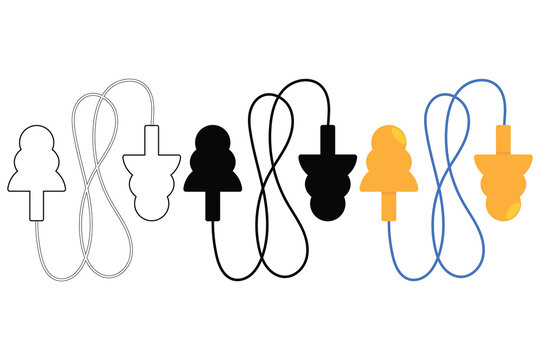 Earplugs icon used in industrial applications on white background.