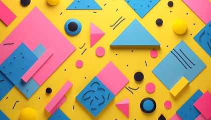 pattern with colorful cubes, triangles