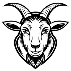 head of a goat mascot,goat silhouette,vector,icon,svg,characters,Holiday t shirt,black goat Hand drawn trendy logo Vector illustration,peacock on a white background,eps,png