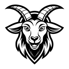 head of a goat mascot,goat silhouette,vector,icon,svg,characters,Holiday t shirt,black goat Hand drawn trendy logo Vector illustration,peacock on a white background,eps,png