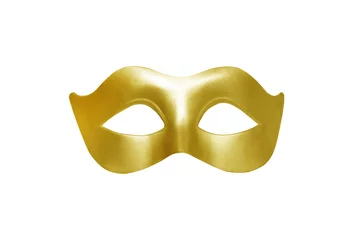 Fototapete Rund Karneval Gold carnival mask isolated on white background , clipping path  © Amphawan