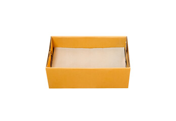 Cardboard box open brown texture isolated on white background , clipping path