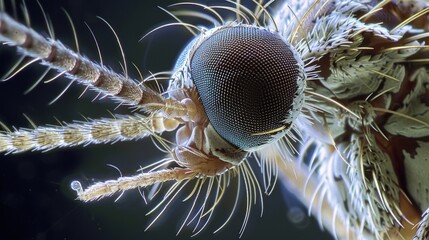 An enlarged view of a mosquitos proboscis showcasing the microscopic barbs and sensory that aid in ing and navigation.