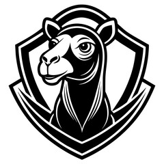 head of a camel mascot,camel silhouette,vector,icon,svg,characters,Holiday t shirt,black camel Hand drawn trendy logo Vector illustration,peacock on a white background,eps,png