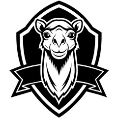 head of a camel mascot,camel silhouette,vector,icon,svg,characters,Holiday t shirt,black camel Hand drawn trendy logo Vector illustration,peacock on a white background,eps,png