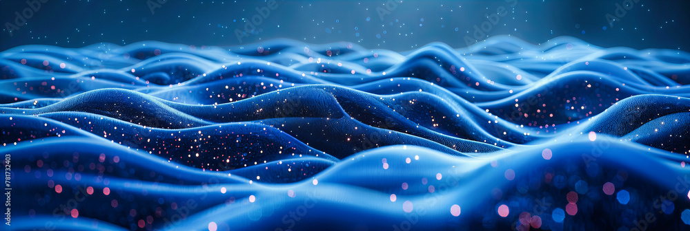 Poster blue futuristic wave in abstract space, digital technology and science concept with dynamic motion l