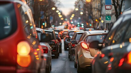 A busy street filled with cars but the signs above each car indicate that they are using biofuels instead of traditional fossil fuels. The image highlights the potential for biofuels .