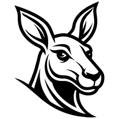 head of a kangaroo mascot,kangaroo silhouette,vector,icon,svg,characters,Holiday t shirt,black kangaroo Hand drawn trendy logo Vector illustration,peacock on a white background,eps,png