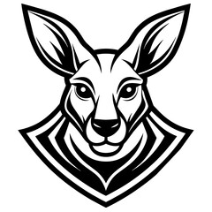 head of a kangaroo mascot,kangaroo silhouette,vector,icon,svg,characters,Holiday t shirt,black kangaroo Hand drawn trendy logo Vector illustration,peacock on a white background,eps,png