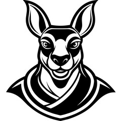 head of a kangaroo mascot,kangaroo silhouette,vector,icon,svg,characters,Holiday t shirt,black kangaroo Hand drawn trendy logo Vector illustration,peacock on a white background,eps,png