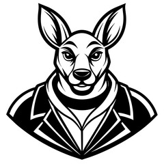 head of a kangaroo mascot,kangaroo silhouette,vector,icon,svg,characters,Holiday t shirt,black kangaroo Hand drawn trendy logo Vector illustration,peacock on a white background,eps,png
