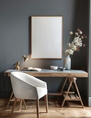 Home office for work from home setup. Presented in a 3D render. Made with generative AI technology