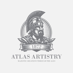 Vintage Spartan Warrior Logo - Roman Inspired Design