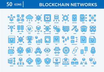 Blockchain Networks Icons Collection For Business, Marketing, Promotion In Your Project. Easy To Use, Transparent Background, Easy To Edit And Simple Vector Icons