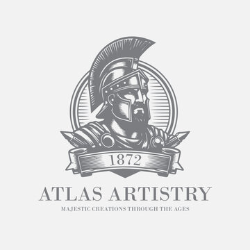 Vintage Spartan Warrior Logo - Roman Inspired Design