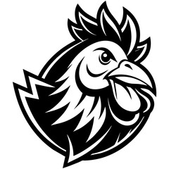 head of a hen mascot,hensilhouette,egale vector,icon,svg,characters,Holiday t shirt,black hen Hand drawn trendy logo Vector illustration,chicken on a white background,eps,png