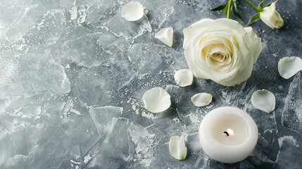 candles and rose petals - obrazy, fototapety, plakaty