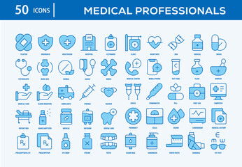 Medical Professionals Icons Collection For Business, Marketing, Promotion In Your Project. Easy To Use, Transparent Background, Easy To Edit And Simple Vector Icons