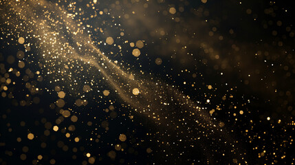 Fototapeta na wymiar Black background with gold glitter falling on it, gold particles, vector illustration, flat design, high resolution, high detail, Defocused Lights, Glittering magenta gold confetti on black isolated.