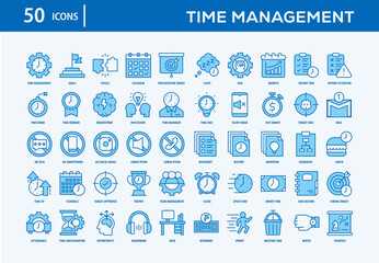 Time Management Icons Collection For Business, Marketing, Promotion In Your Project. Easy To Use, Transparent Background, Easy To Edit And Simple Vector Icons