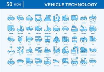 Vehicle Technology Icons Collection For Business, Marketing, Promotion In Your Project. Easy To Use, Transparent Background, Easy To Edit And Simple Vector Icons