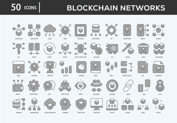 Blockchain Networks Icons Collection For Business, Marketing, Promotion In Your Project. Easy To Use, Transparent Background, Easy To Edit And Simple Vector Icons