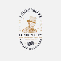 Knickerbocks Vintage Headwear Logo - Traditional British Craftsmanship Design