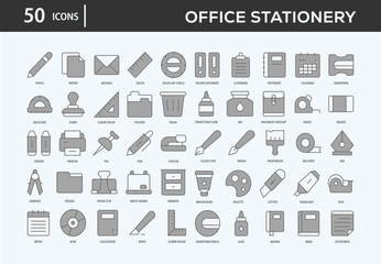 Office Stationery Icons Collection For Business, Marketing, Promotion In Your Project. Easy To Use, Transparent Background, Easy To Edit And Simple Vector Icons